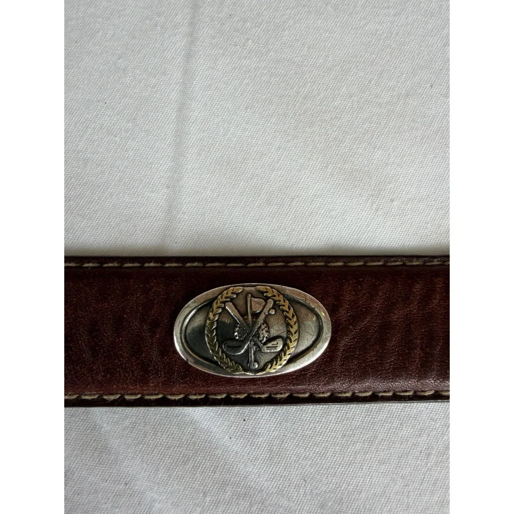 Vintage Italian Leather Belt Brown Metal Tip 1-1/4